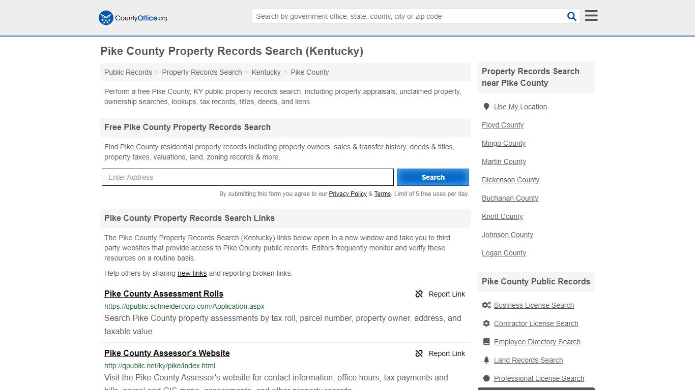 Property Records Search - Pike County, KY (Assessments ...